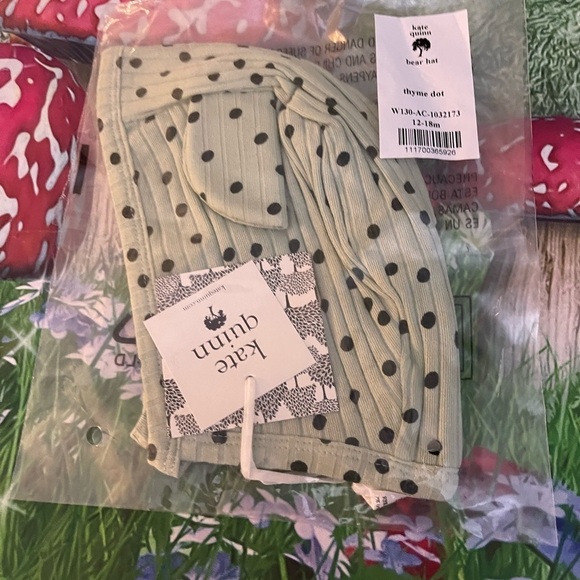 Kate Quinn bear hat | thyme dot | organic cotton wide rib - 6-12m & 12-18m, NWT - Picture 7 of 7